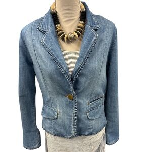 Faded Glory Light Blue Jean Blazer Jacket Size 10 (contemporary)